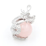 18mm Rose Crystal Dragon Pendant Reiki Healing Stone Luck Necklace