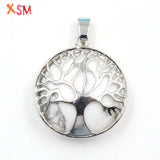 1pc Natural Stone Reiki Tree of Life Unakite Agates Pendant