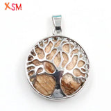 1pc Natural Stone Reiki Tree of Life Unakite Agates Pendant