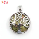 1pc Natural Stone Reiki Tree of Life Unakite Agates Pendant