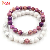 2Pcs/set Couples Distance Bracelet Natural Stone Red Beaded Men Women Gift