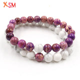 2Pcs/set Couples Distance Bracelet Natural Stone Red Beaded Men Women Gift