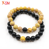 Couples Distance Bracelet Natural Stone Yellow Beaded Bracelets Men Women Gift