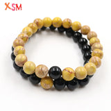 Couples Distance Bracelet Natural Stone Yellow Beaded Bracelets Men Women Gift