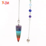 7 Chakra Cone Pendulum Mixed Colors Stone Dowsing Pendant