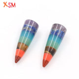 7 Chakra Cone Pendulum Mixed Colors Stone Dowsing Pendant