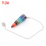 7 Chakra Cone Pendulum Mixed Colors Stone Dowsing Pendant