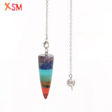 7 Chakra Cone Pendulum Mixed Colors Stone Dowsing Pendant