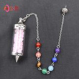 7 Chakra Stone Chain Pyramid Point Pendulum Healing Amulet Jewelry