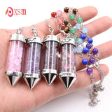 7 Chakra Stone Chain Pyramid Point Pendulum Healing Amulet Jewelry
