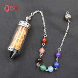7 Chakra Stone Chain Pyramid Point Pendulum Healing Amulet Jewelry
