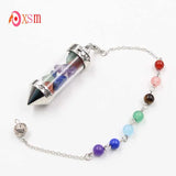 7 Chakra Stone Chain Pyramid Point Pendulum Healing Amulet Jewelry