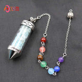 7 Chakra Stone Chain Pyramid Point Pendulum Healing Amulet Jewelry