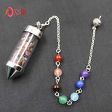 7 Chakra Stone Chain Pyramid Point Pendulum Healing Amulet Jewelry