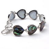 Natural Abalone Shell Alloy Beads Bracelet Bangle Heart Shaped Unique Jewelry