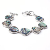 Natural Abalone Shell Alloy Beads Bracelet Bangle Heart Shaped Unique Jewelry