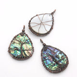 Copper Wire Tree of Life Abalone Shell Pendant Jewelry