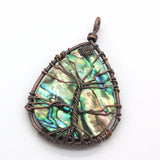 Copper Wire Tree of Life Abalone Shell Pendant Jewelry