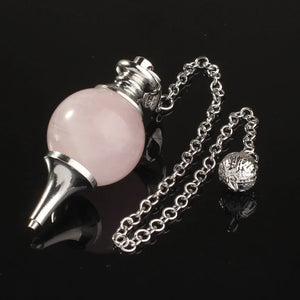 Natural Rose Pink Quartz Pendulum 7 Chakra Beads Healing