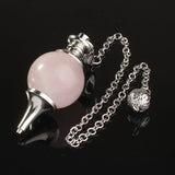Natural Rose Pink Quartz Pendulum 7 Chakra Beads Healing