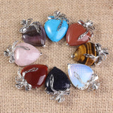 Natural Rose Pink Quartz Tiger's Eye Sand Stone Heart Pendant