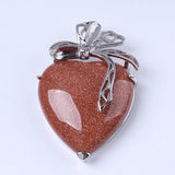 Natural Rose Pink Quartz Tiger's Eye Sand Stone Heart Pendant