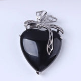 Natural Rose Pink Quartz Tiger's Eye Sand Stone Heart Pendant