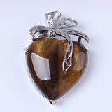 Natural Rose Pink Quartz Tiger's Eye Sand Stone Heart Pendant
