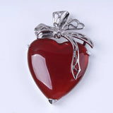 Natural Rose Pink Quartz Tiger's Eye Sand Stone Heart Pendant