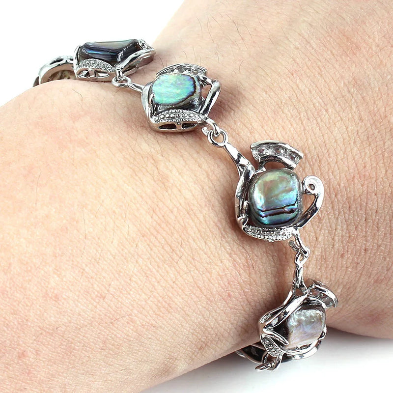 Natural Silver Plated Abalone Bracelet Bangle for Women