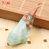 Rose Rock Crystal Stone Wire Pendant Jewelry