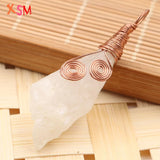 Rose Rock Crystal Stone Wire Pendant Jewelry