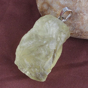 Silver Plated Natural Lemon Crystal Stone Geometric Citrines Pendant Charms