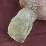 Silver Plated Natural Lemon Crystal Stone Geometric Citrines Pendant Charms
