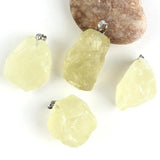 Silver Plated Natural Lemon Crystal Stone Geometric Citrines Pendant Charms