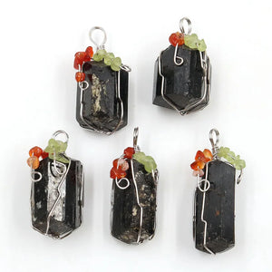 Silver Plated Wire Wraped Tourmaline Point Pendant Jewelry