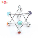 Silver Plated Merkabah 7 Chakra Reiki Pendant Women Charm Jewelry Gift