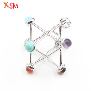 Silver Plated Merkabah 7 Chakra Reiki Pendant Women Charm Jewelry Gift