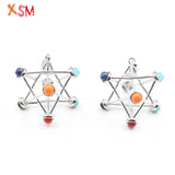 Silver Plated Merkabah 7 Chakra Reiki Pendant Women Charm Jewelry Gift