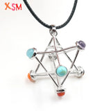 Silver Plated Merkabah 7 Chakra Reiki Pendant Women Charm Jewelry Gift