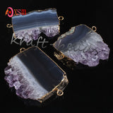 Unique Light Yellow Natural Purple Amethysts Geode Stone Pendant