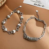 925 Silver Love Heart Bracelet Women Beads Chain Tassel Charm Wedding Jewelry