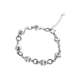 925 Silver Love Heart Bracelet Women Beads Chain Tassel Charm Wedding Jewelry