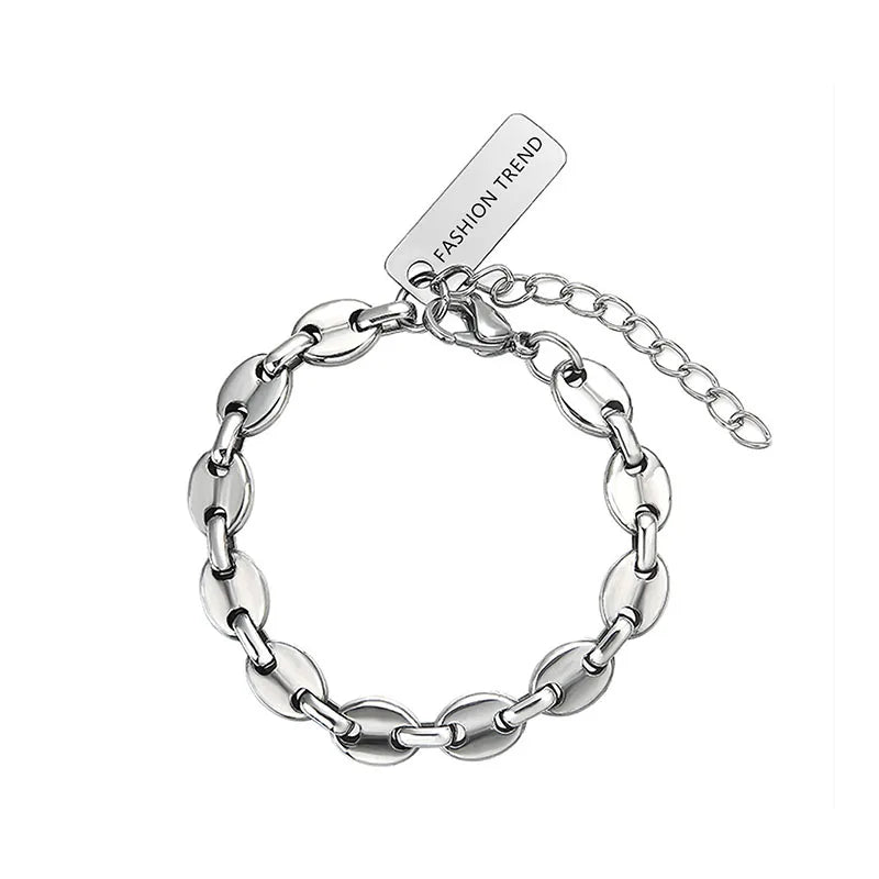 Pig Nose Titanium Steel Cuban Pendant Wrist Chain Hiphop Jewelry x-116