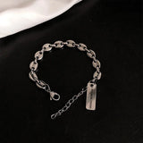 Pig Nose Titanium Steel Cuban Pendant Wrist Chain Hiphop Jewelry x-116