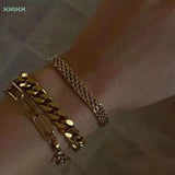 Titanium Steel Hiphop Cuban Link Bracelet Men Women Jewelry