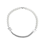 Pearl Letter Stitching Choker Necklaces INS Niche Male Net Hip Hop Necklace