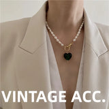 Green Glass Heart Pendant Chokers Necklace