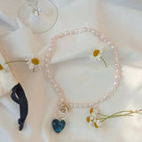 Green Glass Heart Pendant Chokers Necklace