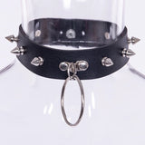 Gothic Dark Punk Woman Necklace Star Rivets Round Circle Choker